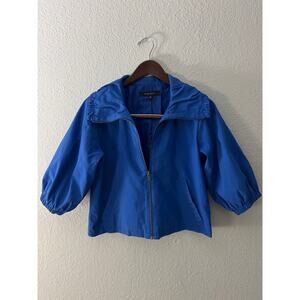 Nine West cropped puffed sleeve bomber jacket in royal blue size small
